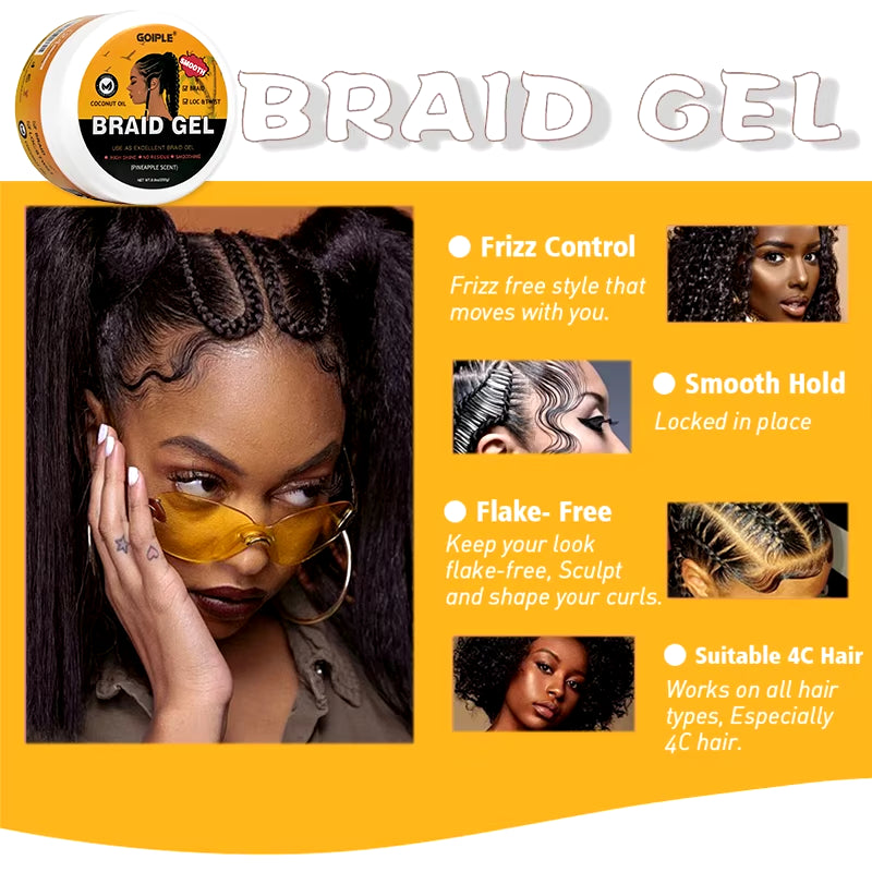 GOIPLE Hair Pomade Edge Control Gel Smooth Frizzy Hair for Styling Braiding Cream Control Frizz Edges Braid Gel